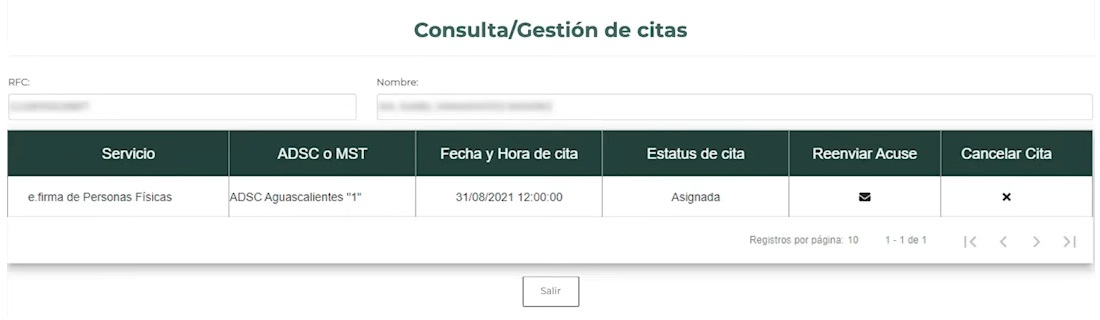 guia como verificar mi cita en el SAT - paso 5 visualiza los detalles de tu cita